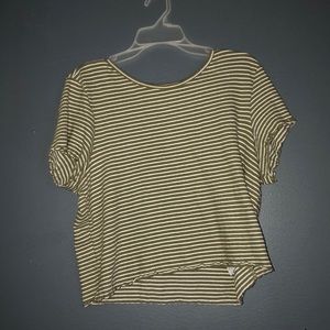 striped green ribbed crop top
